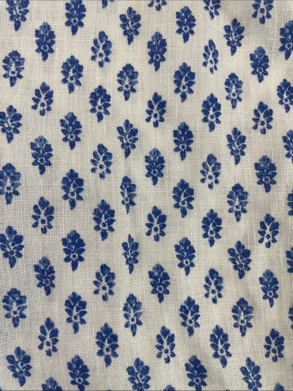 L.L. Bean Linen Cropped indigo floral Button-Down Shirt L - Picture 3 of 6